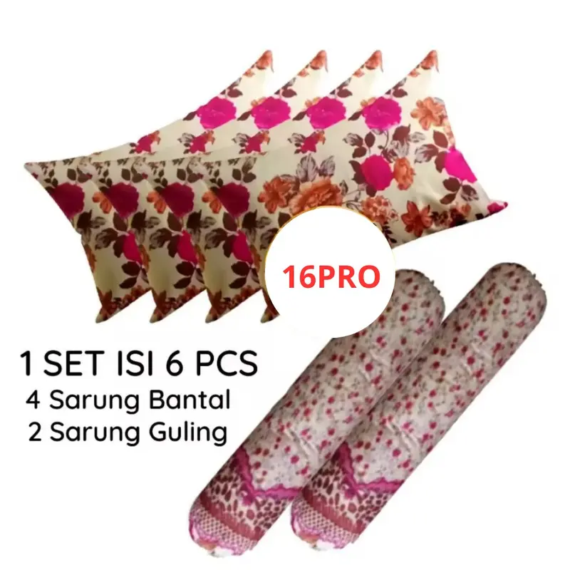 Paket sarban sargul set karakter isi 6pcs 4 sarung bantal 2 sarung guling embos hitam 5