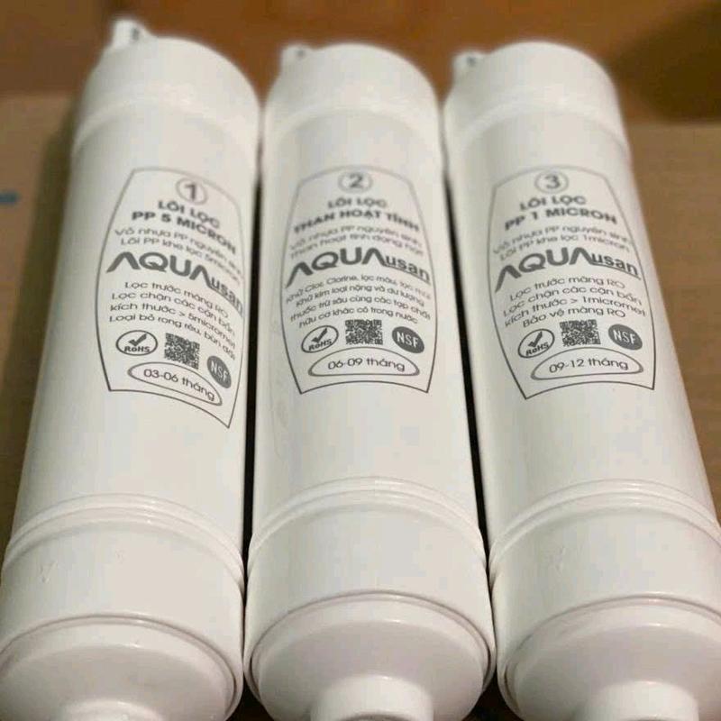 Bộ lõi đúc 123 Aqua - Lọc nước PP 5 micron, PP 1 micron, than hoạt tính - Chất lượng cao