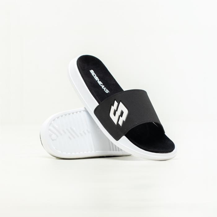 SIDSNEAKS - Sandal Slide Pria - Sidslide Logan Suede - Black White 2