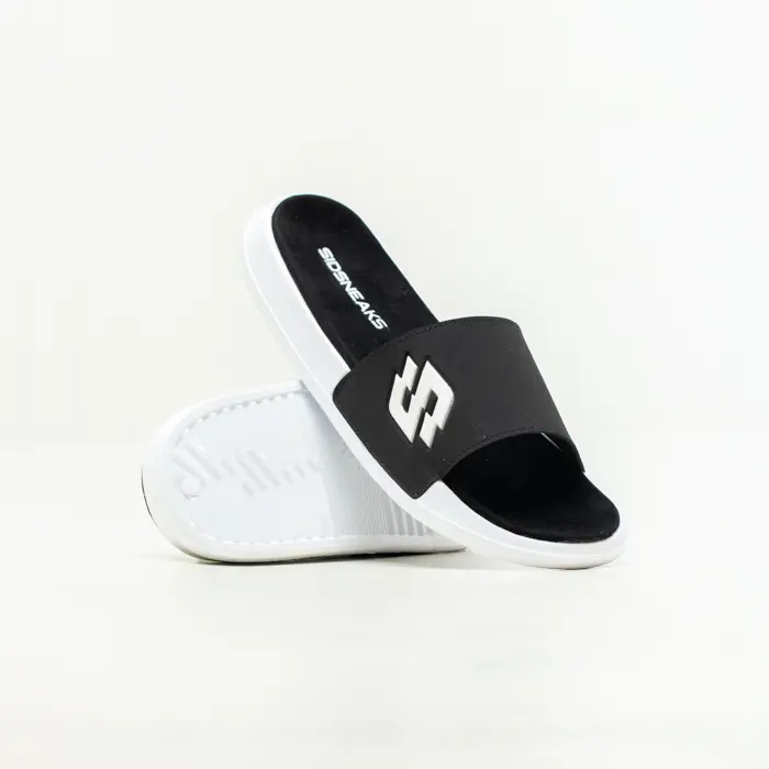 SIDSNEAKS - Sandal Slide Pria - Sidslide Logan Suede - Black White 2