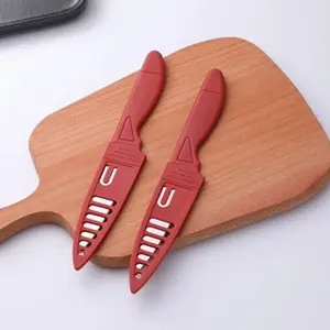 COD 50 GRAM PISAU BUAH SARUNG WARNA MERAH PISAU DAPUR BUAH SAYUR STAINLESS PISAU KECIL GAGANG MERAH