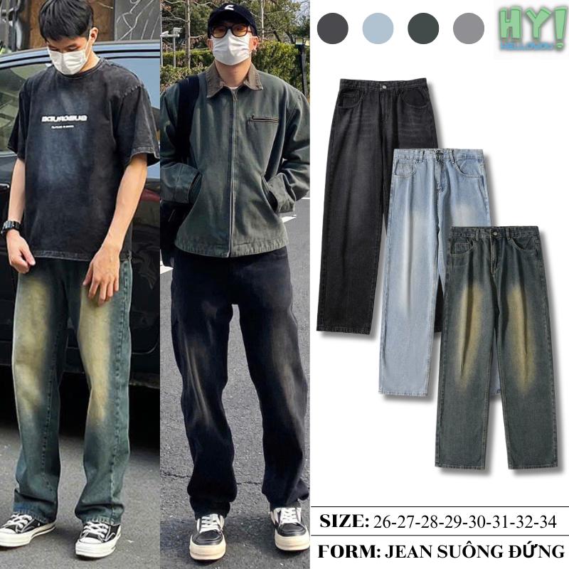 [JEAN MÀU MỚI ] ALL WIDE STRAIGHT JEANS HELLOYOU - Quần jean nam ống đứng wash màu Vintage chất vải denim mềm mịn Menswear Pants Có Túi