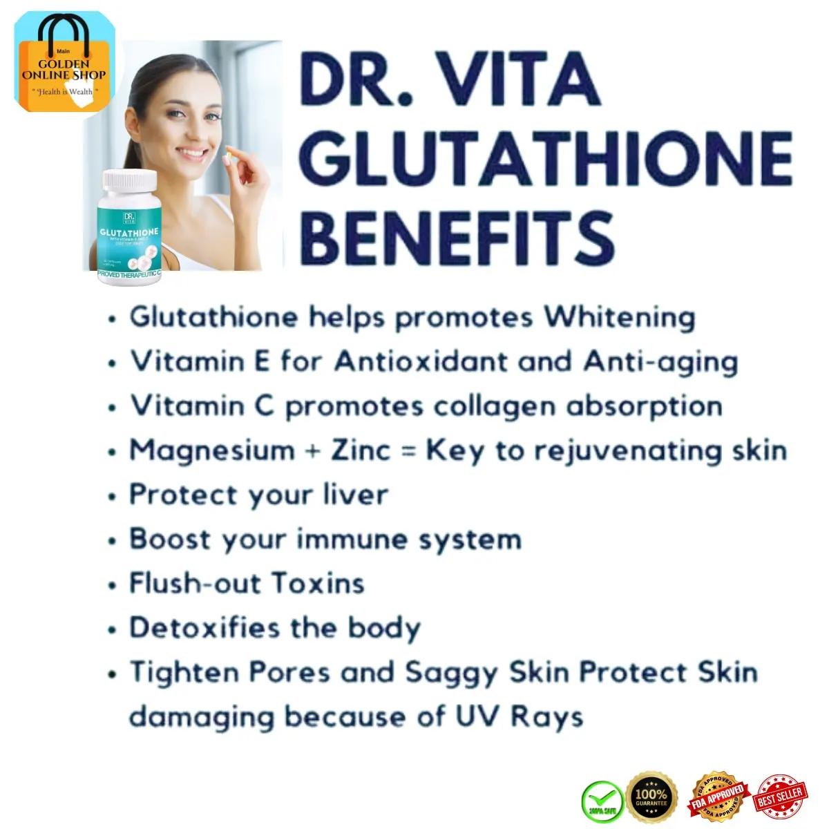 DR VITA GLUTATHIONE WITH VITAMIN E & C 30 CAPSULES ANTIOXIDANT & HELPS SKIN WHITENING Healthcare Fitness Supplement Edible Dietary Beauty Nail Hair Glow - TikTok Shop Philippines DR VITA GLUTATHIONE WITH VITAMIN E & C 30 CAPSULES ANTIOXIDANT & HELPS SKIN WHITENING Healthcare Fitness Supplement Edible Dietary Beauty Nail Hair Glow - TikTok Shop Philippines
