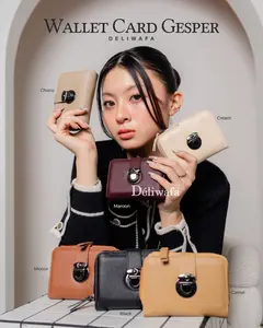 Deliwafa - Card Gesper | Wallet Wanita | Kartu | Dompet Kulit