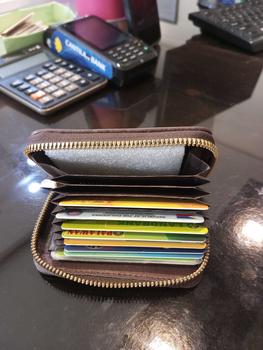 Product Review of Man Card Holder Genuine Leather New Organ Anti-Theft Swiping Degaussing Card Holder Multiple Card Slots Bank Credit Card ID Holder Driver's License Card Clamp Zipper Bag Wellet from P**s ** 0