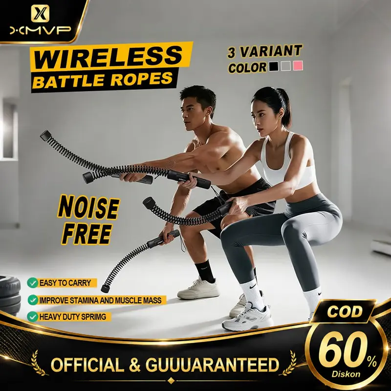 【Booming】Wireless Battle Ropes Tali Fitness Latihan Kekuatan Inti Latihan Kebugaran Jasmani Olahraga Dalam Ruangan