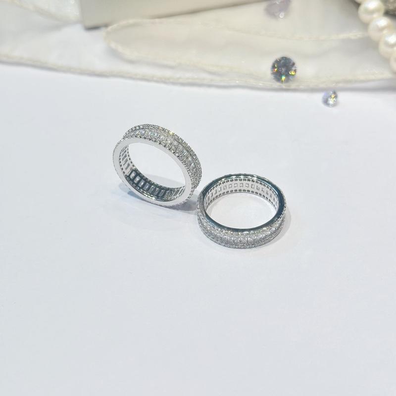 [ Hoàng Phát ] Trang Sức Nhẫn Nam Nữ Bạc Ý 925 Full Hột Vuông Tấm Bảng 6li Xi Kim (N209)