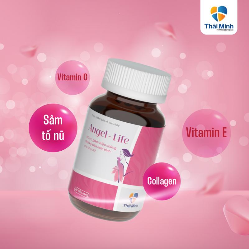 Viên Uống Nội Tiết Tố Nữ Angel Life Thái Minh - Hỗ Trợ Điều Hoà Kinh Nguyệt, Giảm Triệu Chứng Thời Kỳ Mãn Kinh - Lọ 30 viên