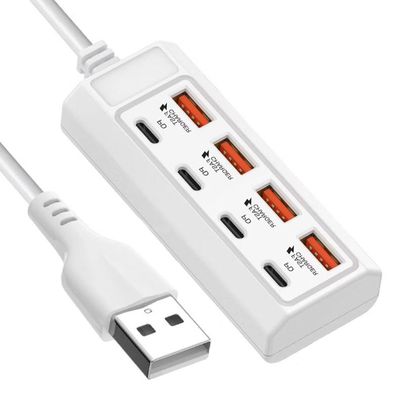 Ổ USB C 8 trong 1 với Trạm sạc nhanh cho nhiều thiết bị, Chất liệu PVC Thiết kế bền bỉ - Trắng