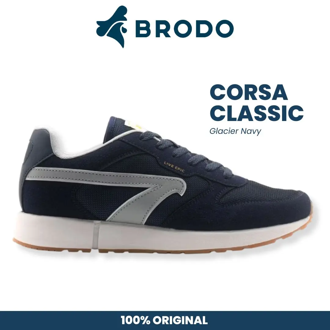 BRODO Corsa Classic Glacier Navy Original Sepatu Sneakers Shoes Casual Sprot Pria Flat Running