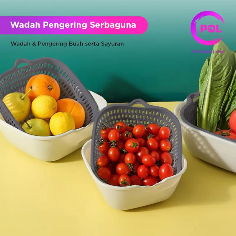 (POL) PAKET RAK MAKANAN 3 IN 1 | Dispenser Beras 10kg + Tudung Saji 4 Susun + Wadah Pengering 3PCS 7
