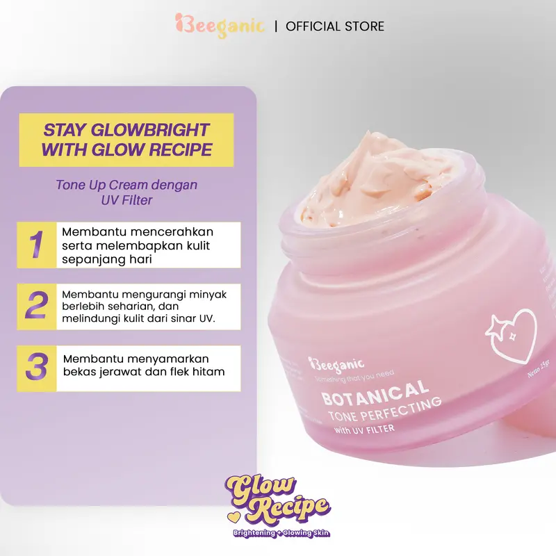 Beeganic Botanical Tone Perfecting With UV filter (Tone up Cream) Mencerahkan 2