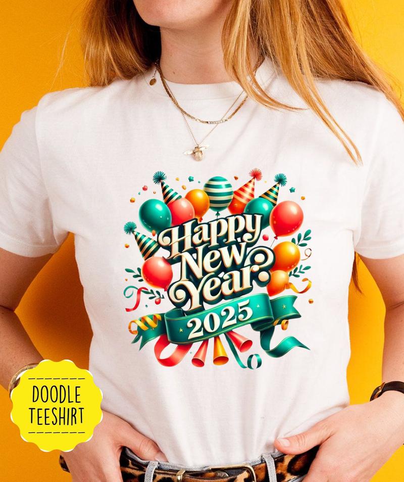 Product Introduction of Year of the Snake 2025 Happy New Year Shirt White Cotton Spandex Unisex Tops Holiday Season Pasko New Year Clothing Comfortable Tshirt Basic Casual Print 8