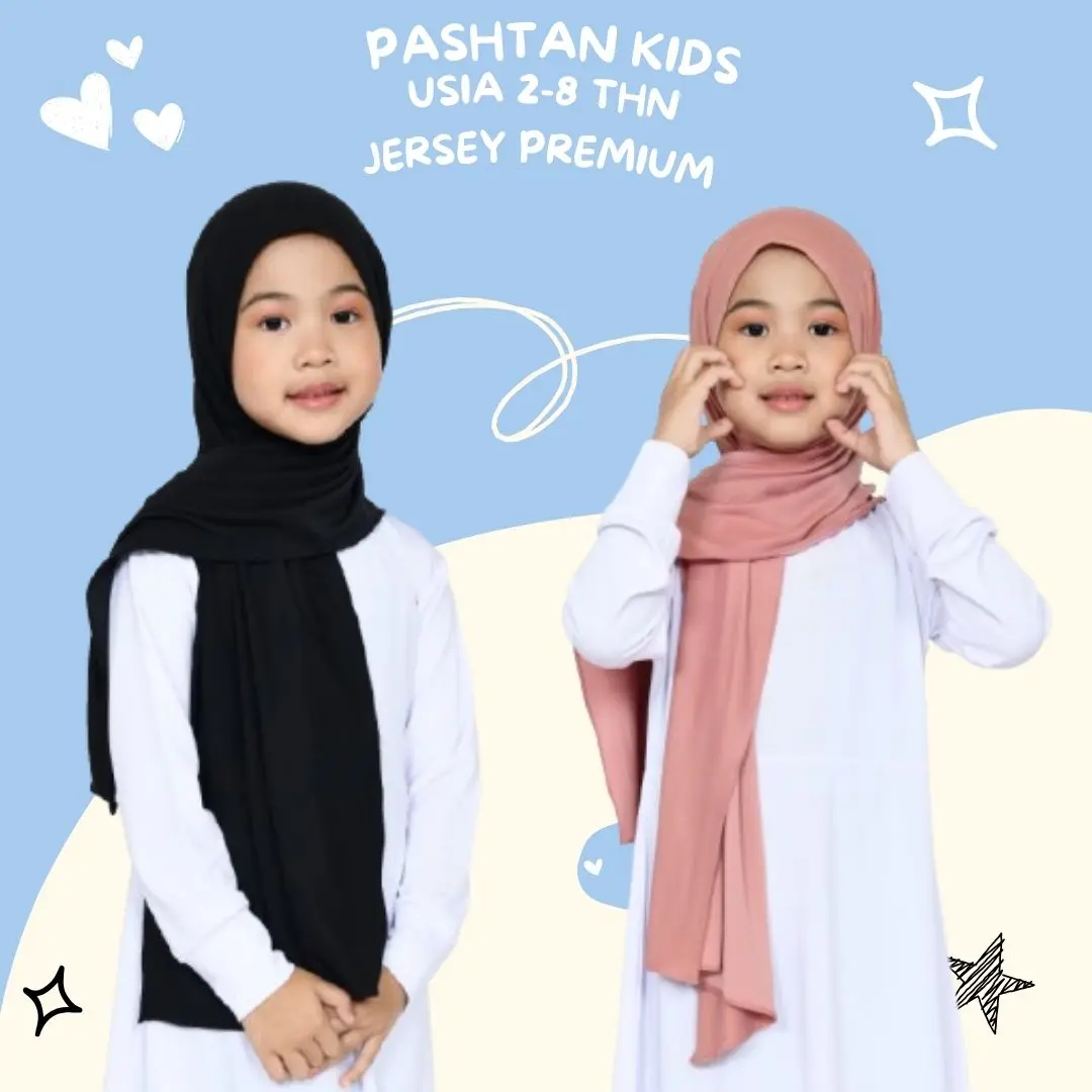 Jilbab anak Pashmina instan Jahit Dagu Usia 2-8 Tahun Jersey premium Kerudung instan pasmina anak
