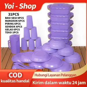 Yoi - Piring Plastik Set 31pcs / Set Prasmanan / Perabotan Dapur Lengkap Termurah Mangkok Sendok Teko Sayur casual set peralatan makan Bulat Kitchenware Bulat Kitchenware