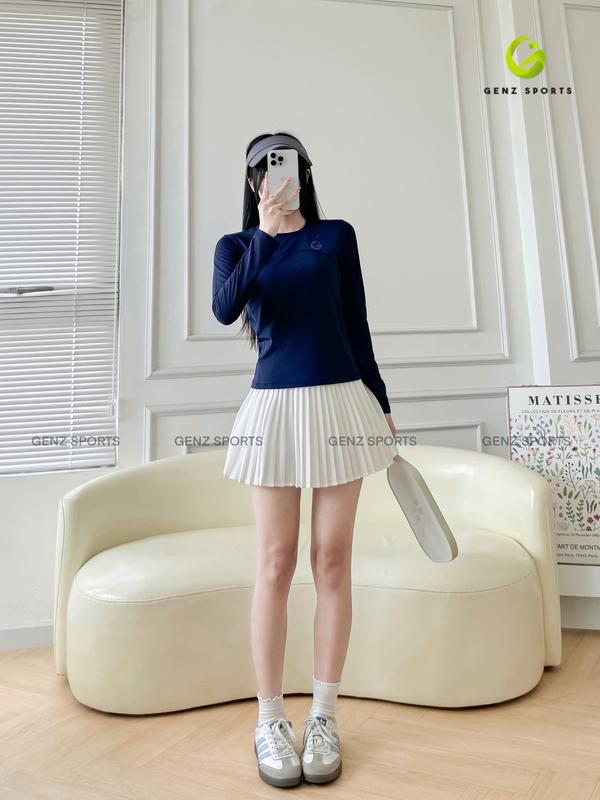 DEAL MỞ BÁN Áo Thun Tay Dài Thể Thao Nữ Sportswear GENZSPORT Cao Cấp –Co Giãn Nhẹ Mát Gym Chạy Bộ Cầu lông,Yoga...