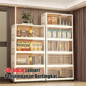 [Hot Live!] Rumara Lemari Lipat Transparan｜Tanpa Ribet | 2–6 Susun｜Beroda & Mudah Dipindah | Untuk Kos & Rumah furnitur minimalis