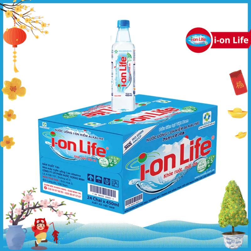  Thùng 24 Chai Nước Uống ION Kiềm Đóng Chai ION Life 450ml - Khỏe ruột Mát gan Hỗ trợ tiêu hoá Trung hoà axit dư thừa ổn định huyết áp bù khoáng với công nghệ Đức và Nhật nước suối chai nhỏ 