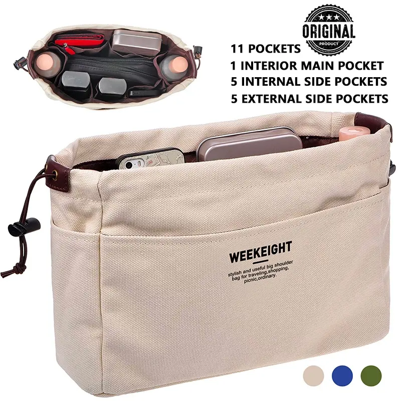 Canvas Handbag Organizers Sturdy Purse Insert Organizer Bag In Bag T23108