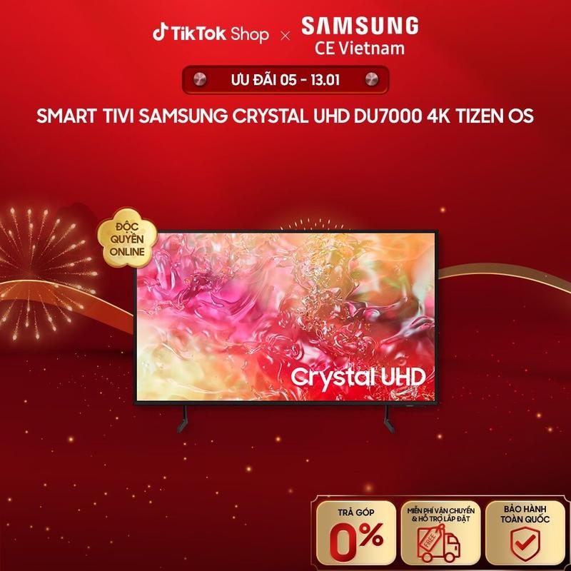   Miễn phí lắp đặt + Freeship  Smart TV SAMSUNG Crystal UHD DU7000 4K Tizen OS Tivi  2024  - Giao hàng sau 14 ngày 