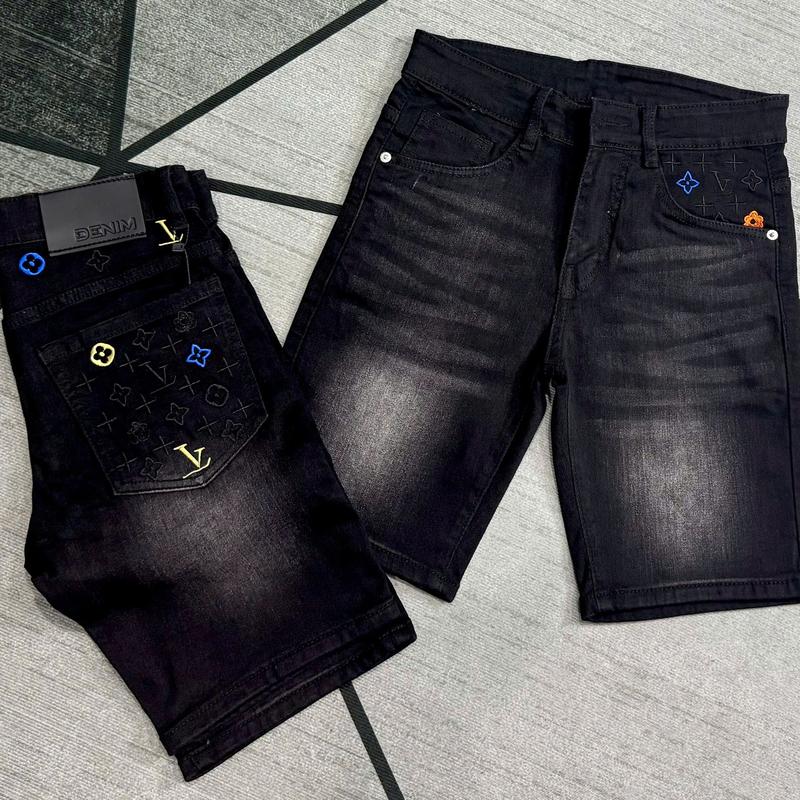 Quần short jean nam boy phố chất bò dày dặn thêu logo Túi phối màu mẫu mới Menswear Pants quần ngố