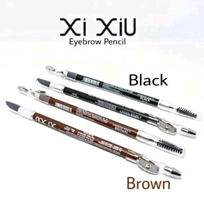 Xi Xiu Eyebrow Pensil Alis dengan Rautan - Black Brown - Creamy Waterproof
