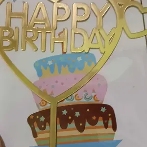 DEKORCUY CAKE TOPPER AKRILIK ULANG TAHUN HAPPY BIRTHDAY TUSUKAN HIASAN DEKORASI TOKO PERLENGKAPAN KUE