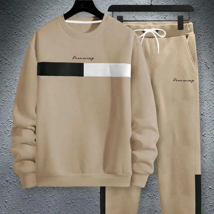 Setelan Sweater + Jogger Pria - Setelan Outfit Korean Style Crew ( S - XXXXXXL ) Bomber Varcity Musim Dingin Pria Wanita All Size Hitam  Oversize  Sweater  Panjang Polos Keren Putih Unisex Celana Crewneck