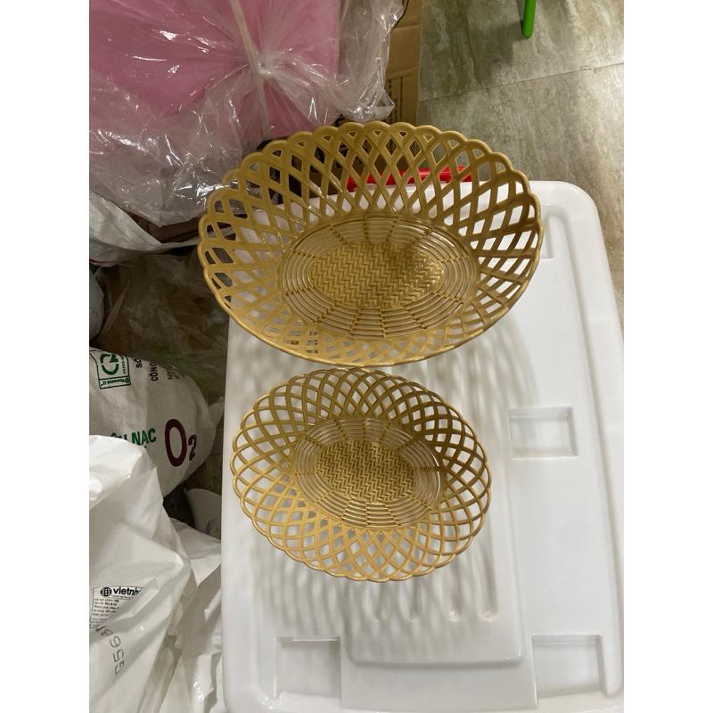 Rổ tròn giả mây nhựa việt nhật, rổ bầu dục giả đan mây đựng rau sống, hoa quả cho nhà hàng, quán ăn 5