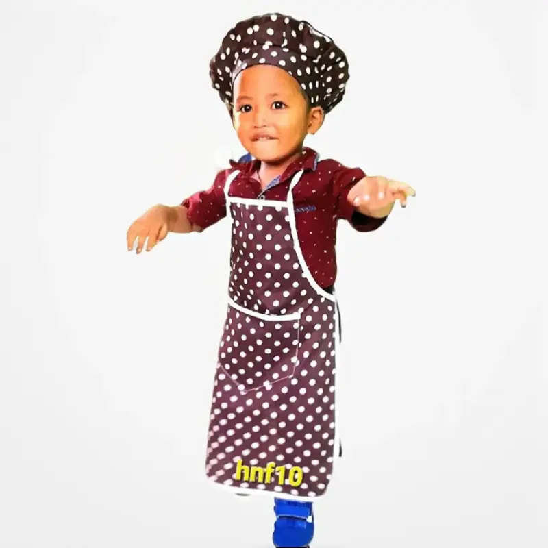 Celmek Apron Anak SD TK Polkadot Viral Plus Topi Chef Senada 1 set Celmek Dapur Anak Celemek viral dengan kantong polcadot hitam 0