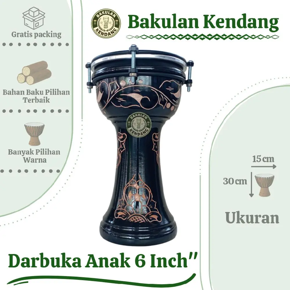 Calti Darbuka Termurah 6 inch Dumbuk Mika Kendang Anak Mainan Anak Kayu Alat Musik Tradisional Jimbe Gendang Terbang Tradisional Sholawat Hadroh