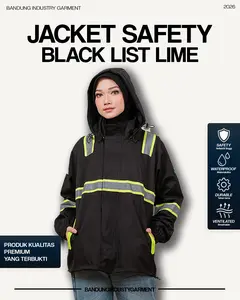 Jaket Safety Tambang Waterproof Taslan Balon Furing Jala Scotlight List Lime – Jaket Kerja Lapangan Reflektif Anti Air Bisa Custom Bordir Logo Dada Nama & Belakang | Bandung Industry Garment