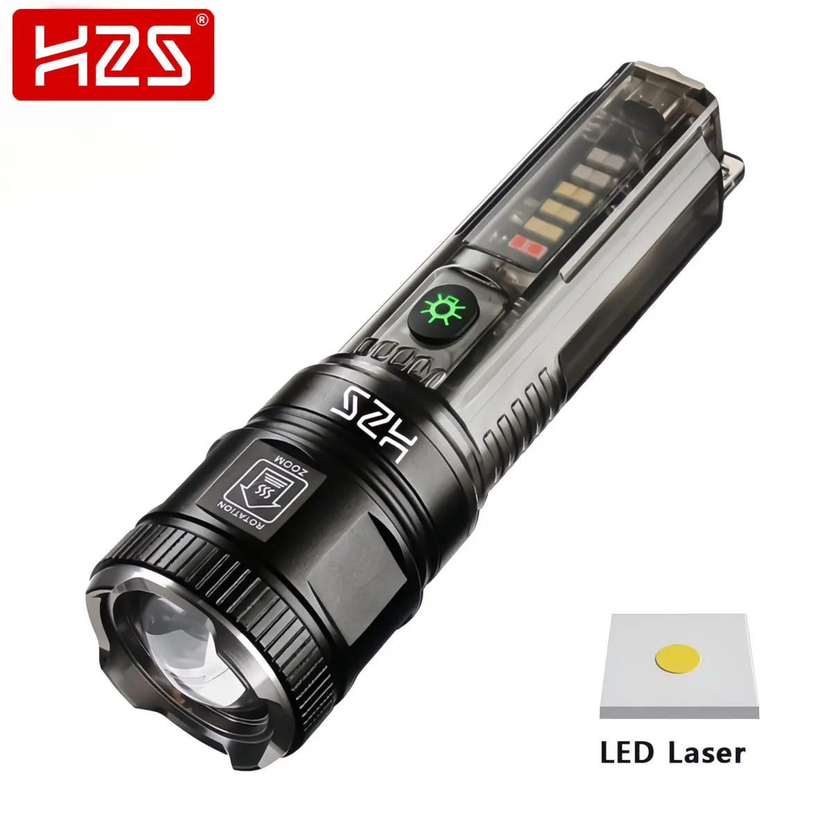H2S Senter X36 LED Laser Transparan Solar Panel 7 Mode