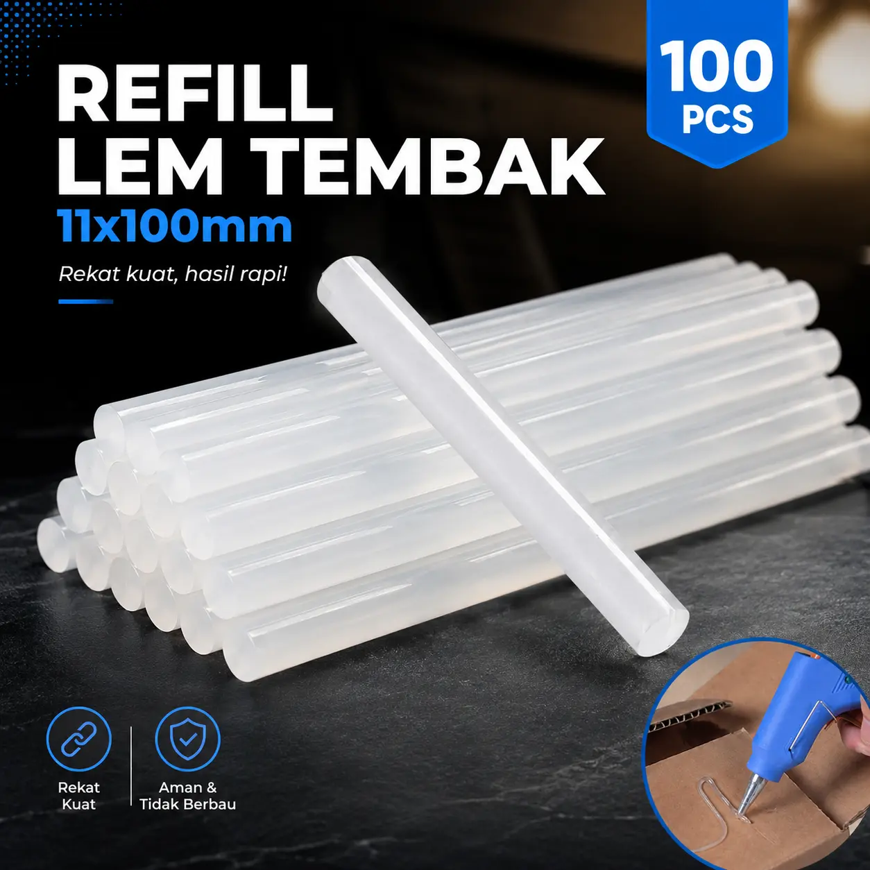 BongKim Refill Lem Tembak Hot Glue Stick 11x100mm 100 PCS - JBY-20
