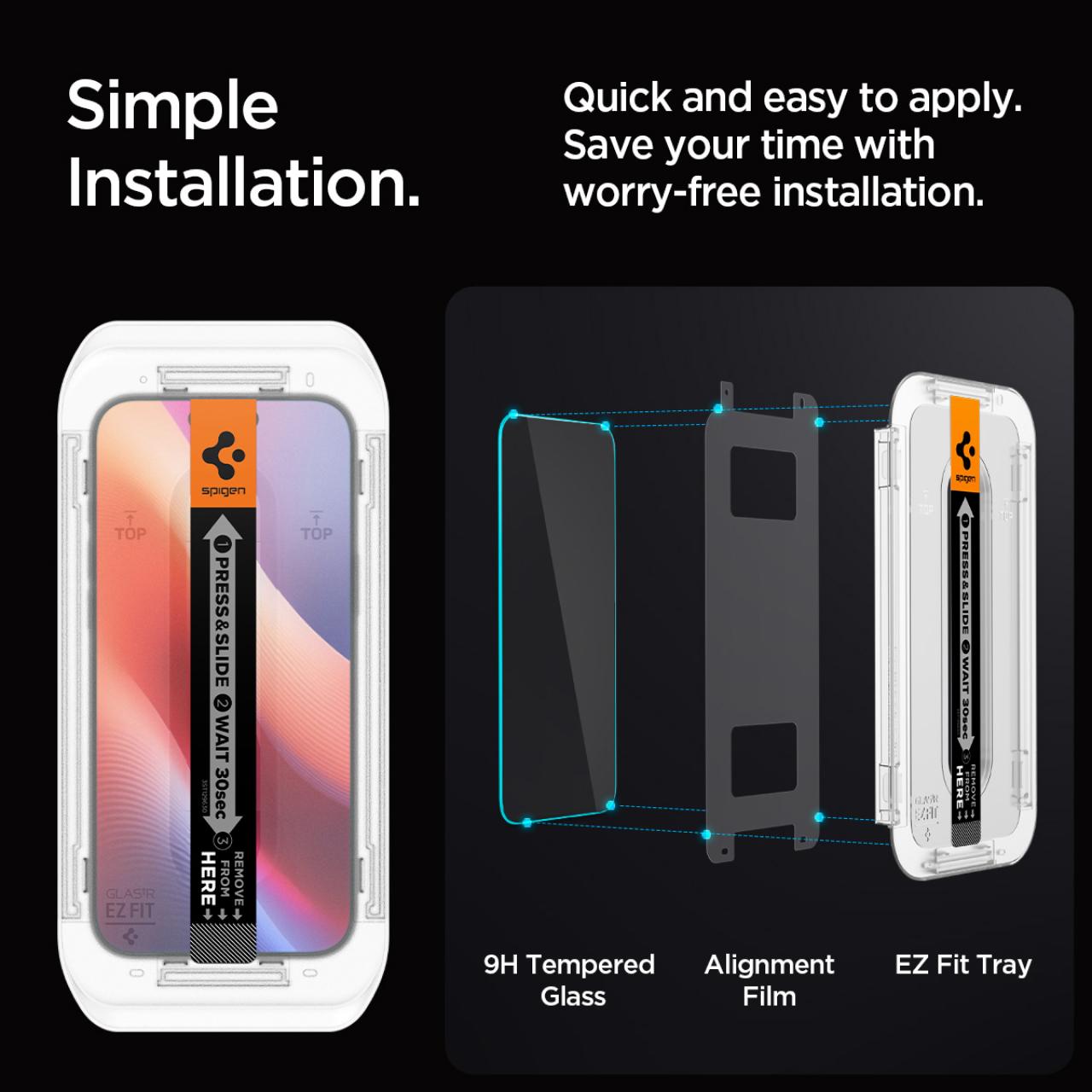Spigen iPhone 16 Pro Tempered Glass with Tray 2 Pack GlastR EZ Fit - Transparency AGL07928-OLD-1