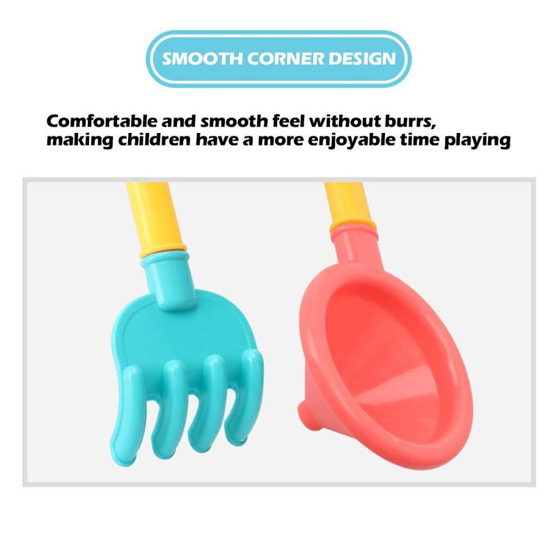 Product Introduction of 18Pcs/Set Travel Beach Toys Kids Beach Toys Set With Sand Rake Watering Can Bucket Shovels Rakes Models Play Tools 23