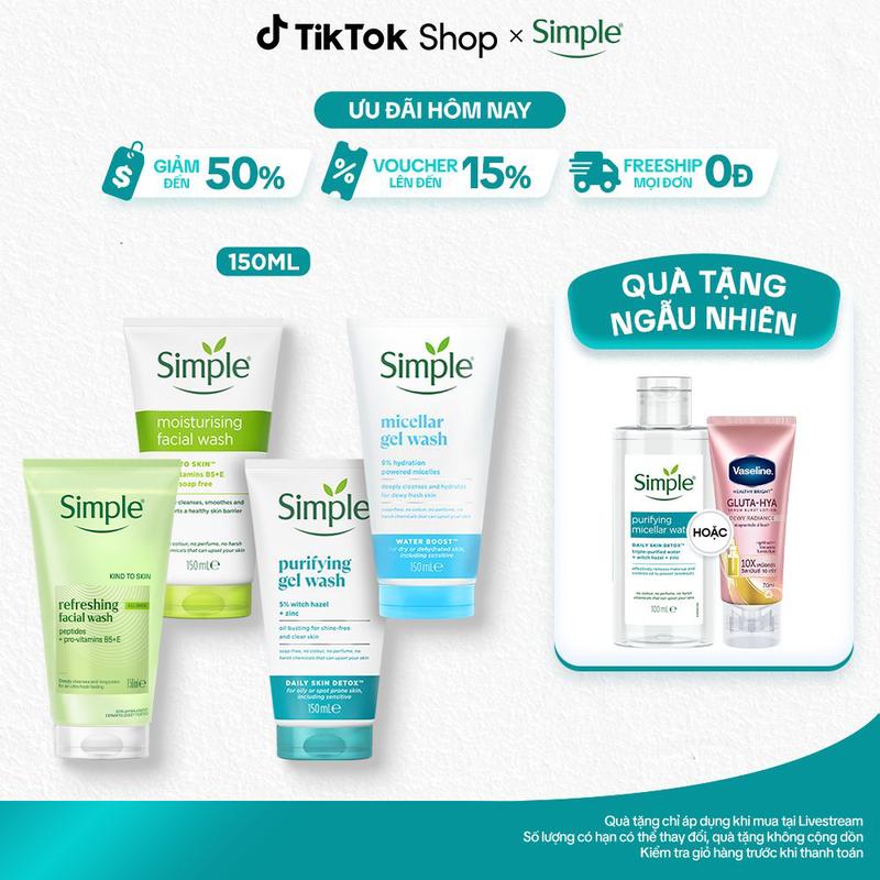 3FS Sữa Rửa Mặt Simple hỗ trợ làm sạch và Dưỡng Ẩm Da 150ml