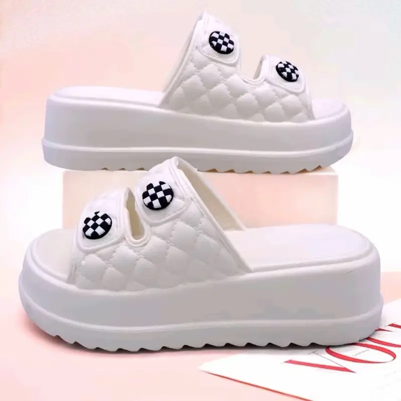 Sandal Slop Anak Perempuan Ban Dua Asesoris Kancing Sendal Anak Cewe Slip On Tebal Casual Trendy Fashion 1