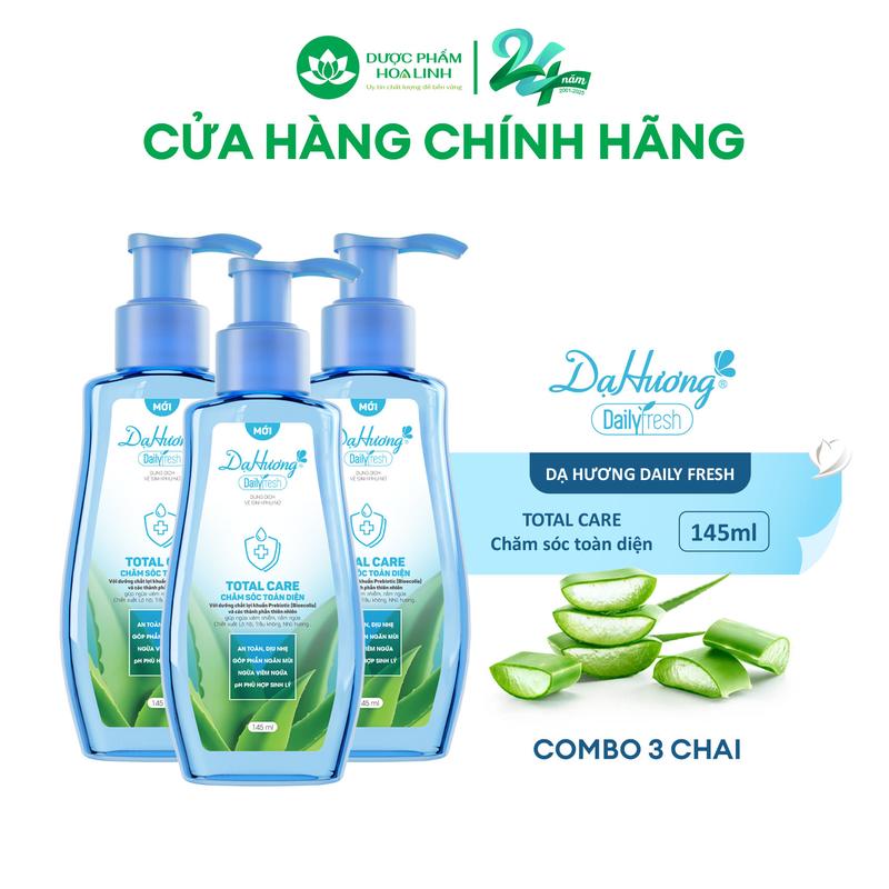 Combo 3 chai dung dịch vệ sinh Dạ Hương Daily Fresh Total Care 145ml - Giúp CHĂM SÓC TOÀN DIỆN