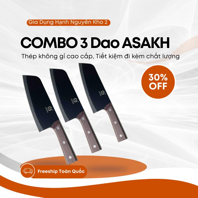 Combo 3 Dao Nhà Bếp AKASH – Lưỡi Thép Không Gỉ Cắt Gọt Đa Năng Bền Đẹp Theo Thời Gian - Gia Dụng Hạnh Nguyên Kho 2