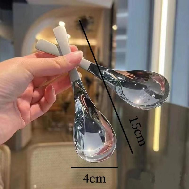 Thìa Súp, Đế Tròn, Mới, Thép Không Gỉ, Phụ Kiện Nhà Bếp, Dụng Cụ Nhà Bếp, Thìa Khuấy Gia Dụng, Thìa Tráng Miệng , 4