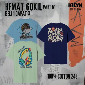 KILYN PAKET 3 PCS Kaos Distro 100% Cotton 24S Baju Skena T Shirt Streetwear Pria Wanita P4