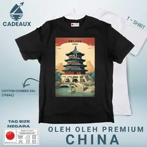 Kaos Oleh Oleh CHINA SHANGHAI BEIJING,SHANGHAI,WUHAN,CHENGDU,HANGZHOU T-Shirt Cotton Combed 24s SOUVENIR PREMIUM GIFT