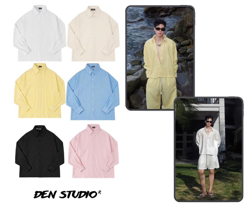 (CÓ 3 MÀU MỚI) ÁO SƠ-MI TAY DÀI LINEN BLEND FORM BOXY ĐEN STUDIO