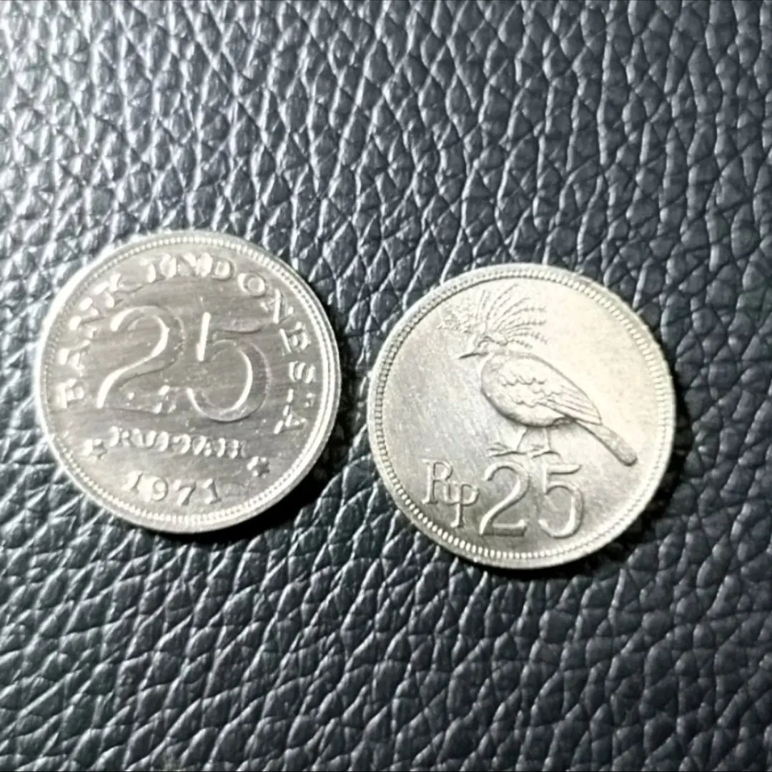 Koin Indonesia 25 Rupiah Burung Kasuari Tahun 1971 - Kondisi Kinclong