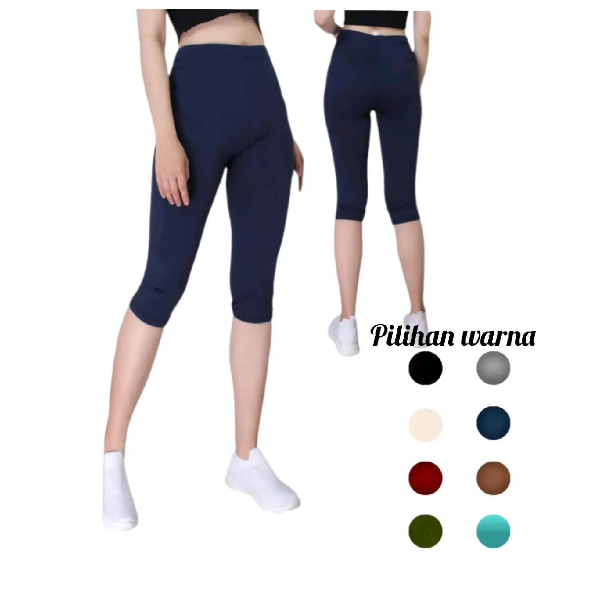 Celana legging pendek 3/4 spandek Jersey/ legging  Spandex / legging Jersey / leging Wanita Dewasa _ Dalaman Nyaman Melar 3 per 4 bahan licin Tiga Perempat ketat