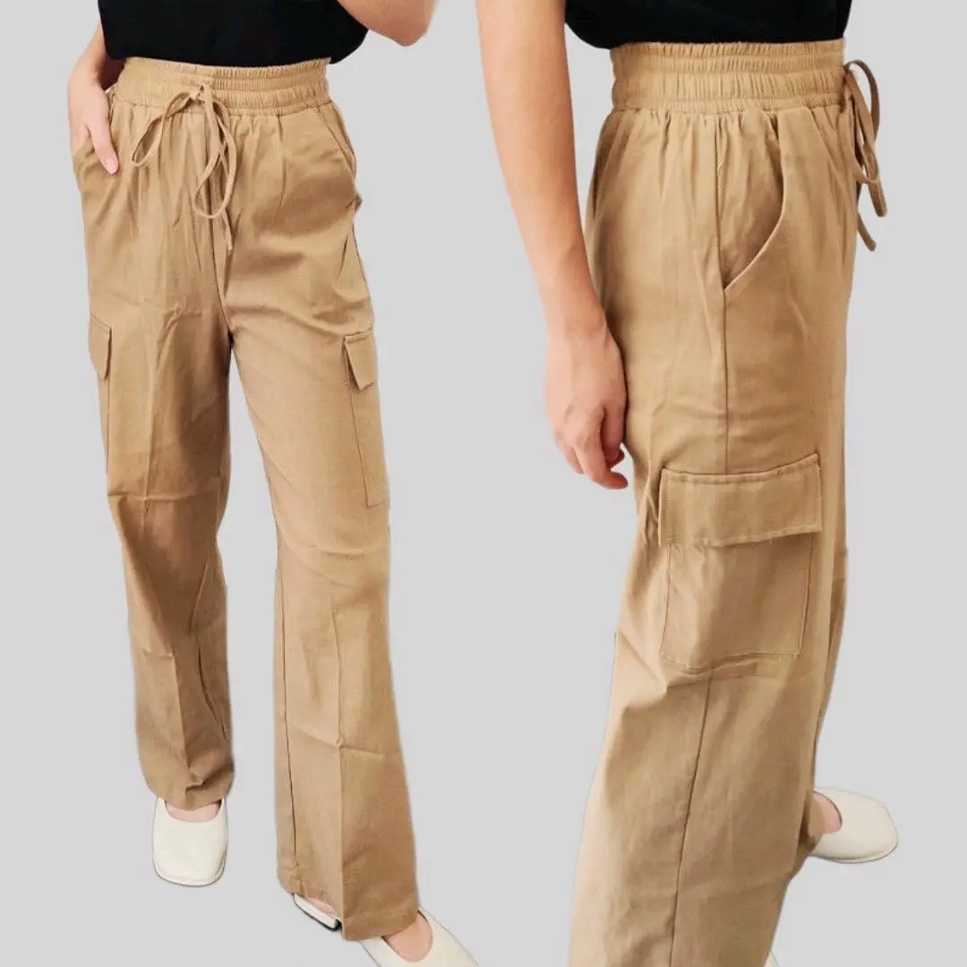 Celana Kulot Cargo Twill Tali Serut Premium - Kulot Basic Kargo Wanita Jumbo Dewasa Anti Nerawang Tebal Casual Dewasa celanakulot Panjang Crinkle