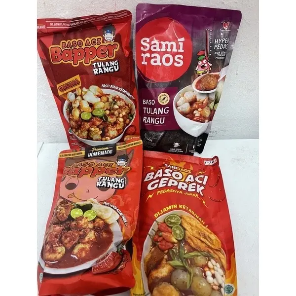 Baso aci halal mix 4pcs (bapper ori,bapper mercon,samiraos ori,samiraos tulang rangu)