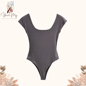 Baju Atasan Bodysuit Lengan Pendek Wanita Kaos Polos Atasan Wanita Pakaian Santai - BJ1860