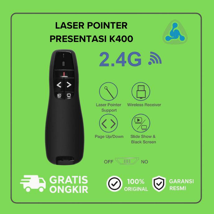 Remote Laser Presenter Wireless Pointer Merah 2.4Ghz - K400 - Black ...